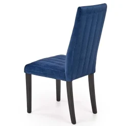 Set 2 sedie imbottite in velluto blu con gambe in legno nero Soledad