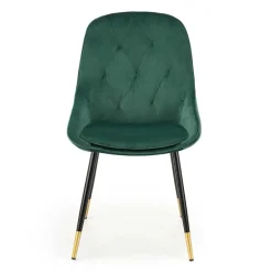 Set 2 sedie imbottite in velluto verde acciaio nero oro Emilia