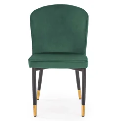 Set 4 sedie imbottite in velluto verde acciaio nero oro Eden