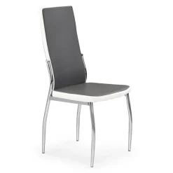 Set 4 sedie in ecopelle grigio bianco con gambe in metallo Emma