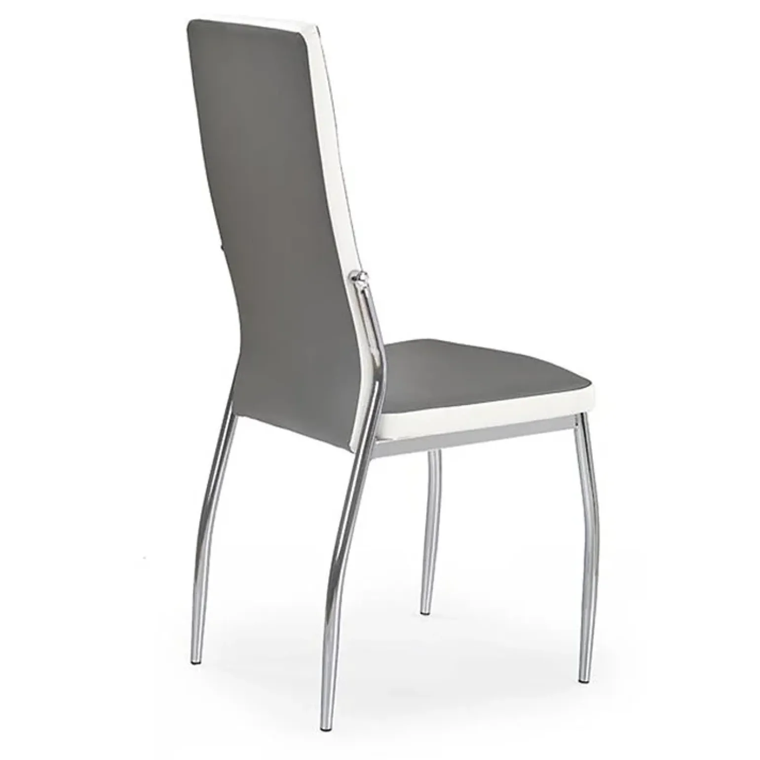 Set 4 sedie in ecopelle grigio bianco con gambe in metallo Emma