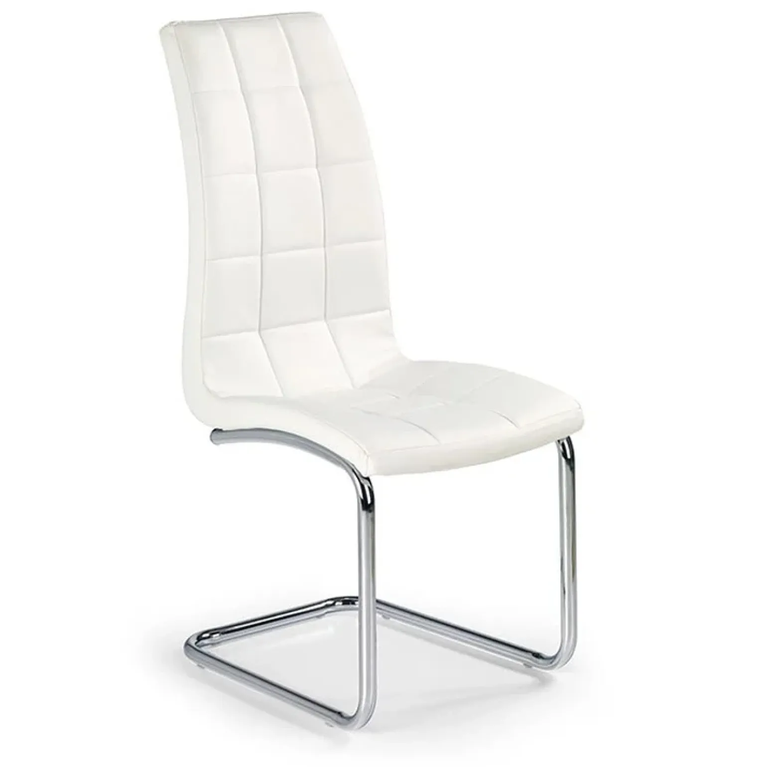 Set 4 sedie in ecopelle imbottite bianco con gambe in metallo Gloria