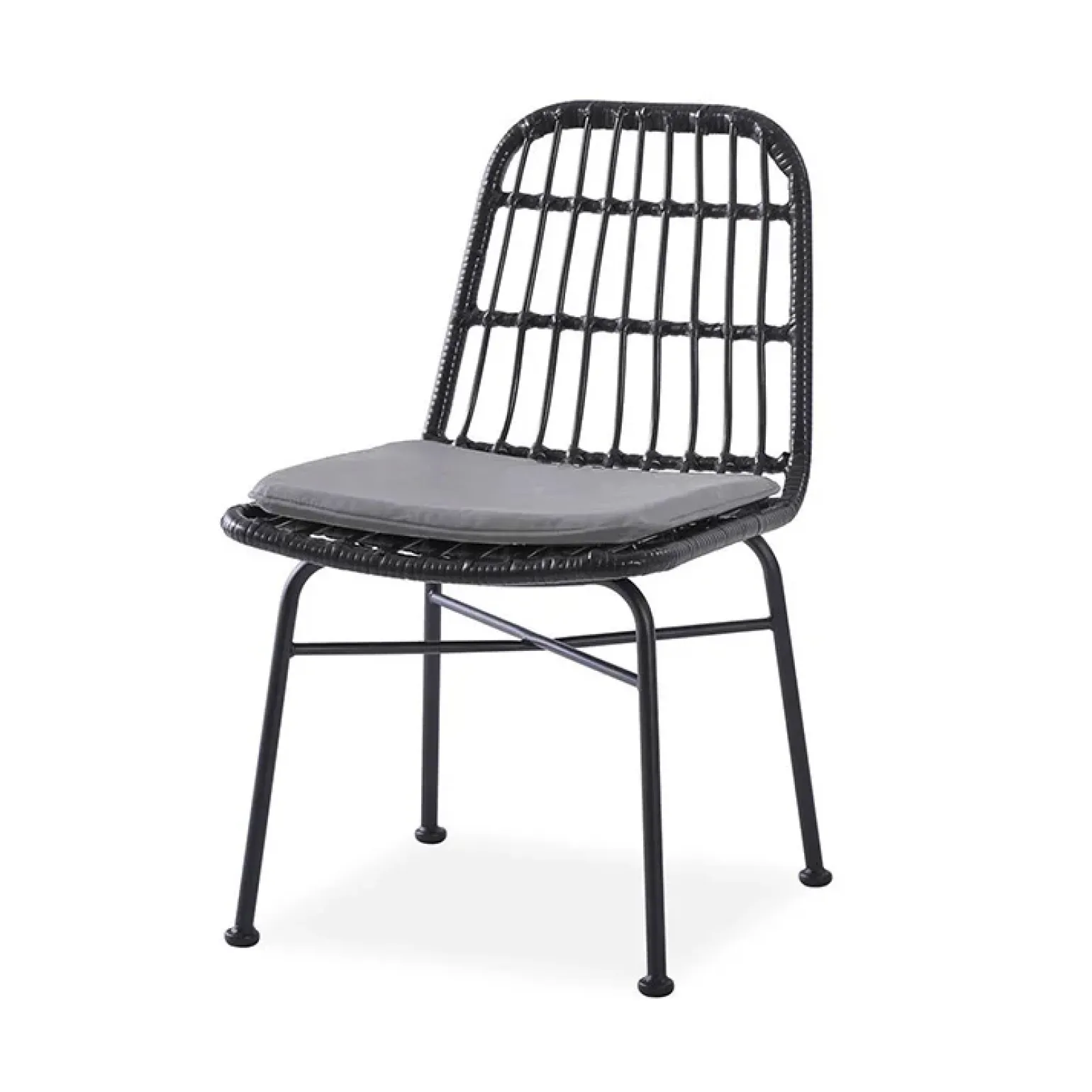 Set 4 sedie moderne da soggiorno in rattan nero Alicia
