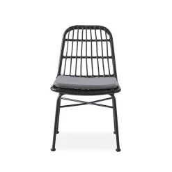 Set 4 sedie moderne da soggiorno in rattan nero Alicia