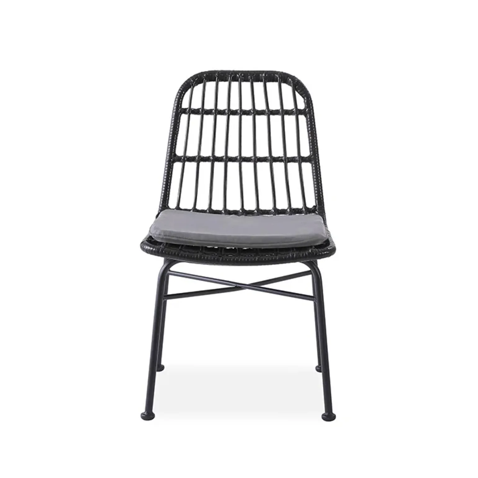 Set 4 sedie moderne da soggiorno in rattan nero Alicia