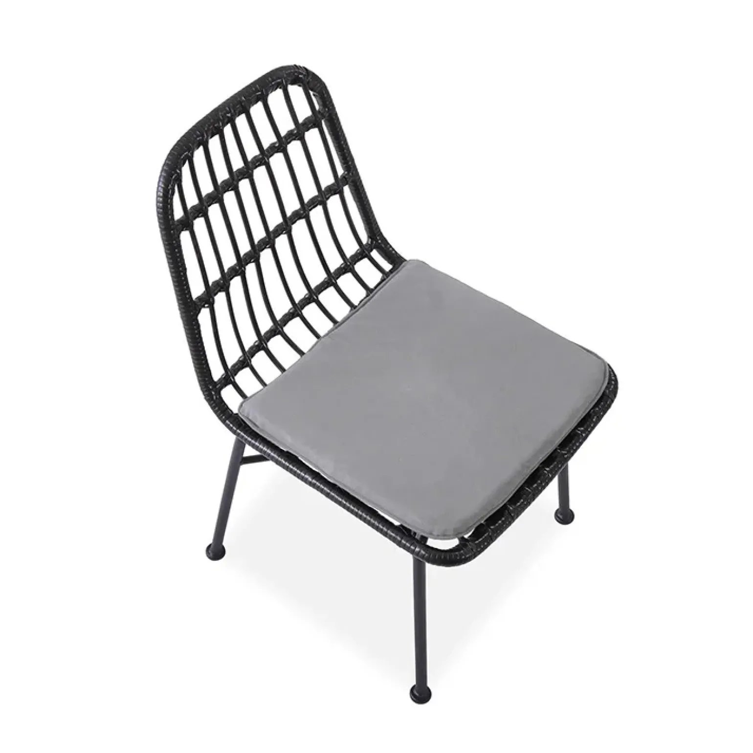 Set 4 sedie moderne da soggiorno in rattan nero Alicia