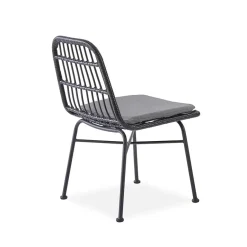Set 4 sedie moderne da soggiorno in rattan nero Alicia
