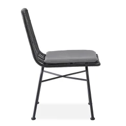 Set 4 sedie moderne da soggiorno in rattan nero Alicia