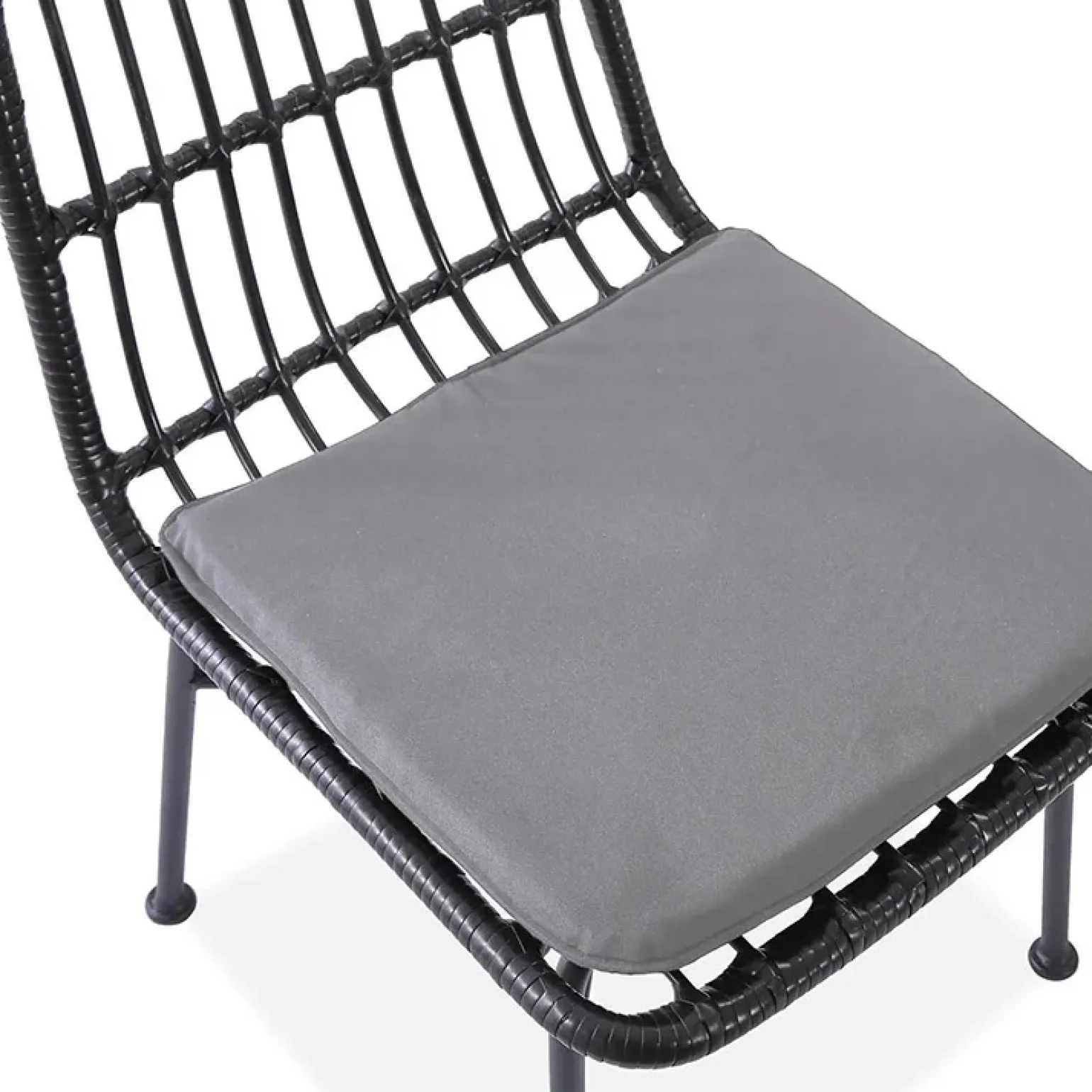 Set 4 sedie moderne da soggiorno in rattan nero Alicia