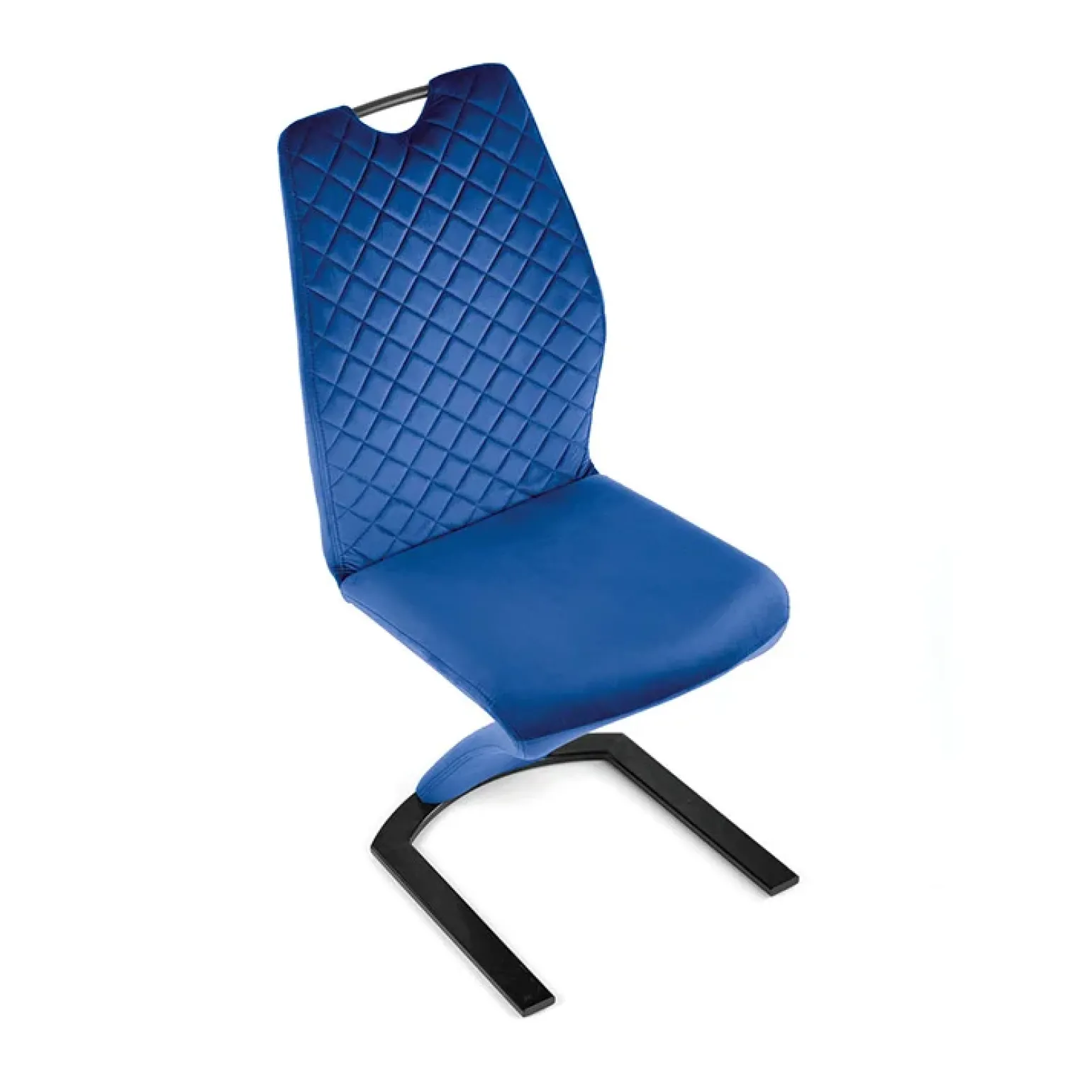 Set 2 sedie moderne imbottite in velluto blu acciaio nero Juliet