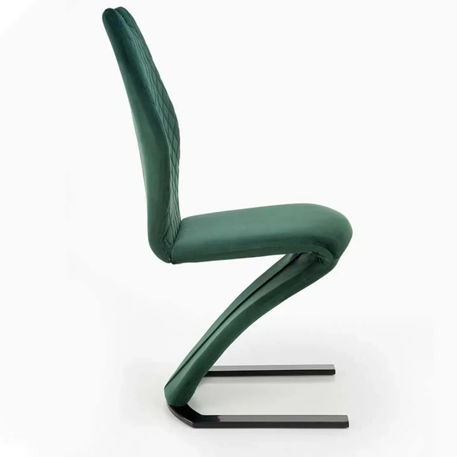 Set 2 sedie moderne imbottite in velluto verde acciaio nero Juliet