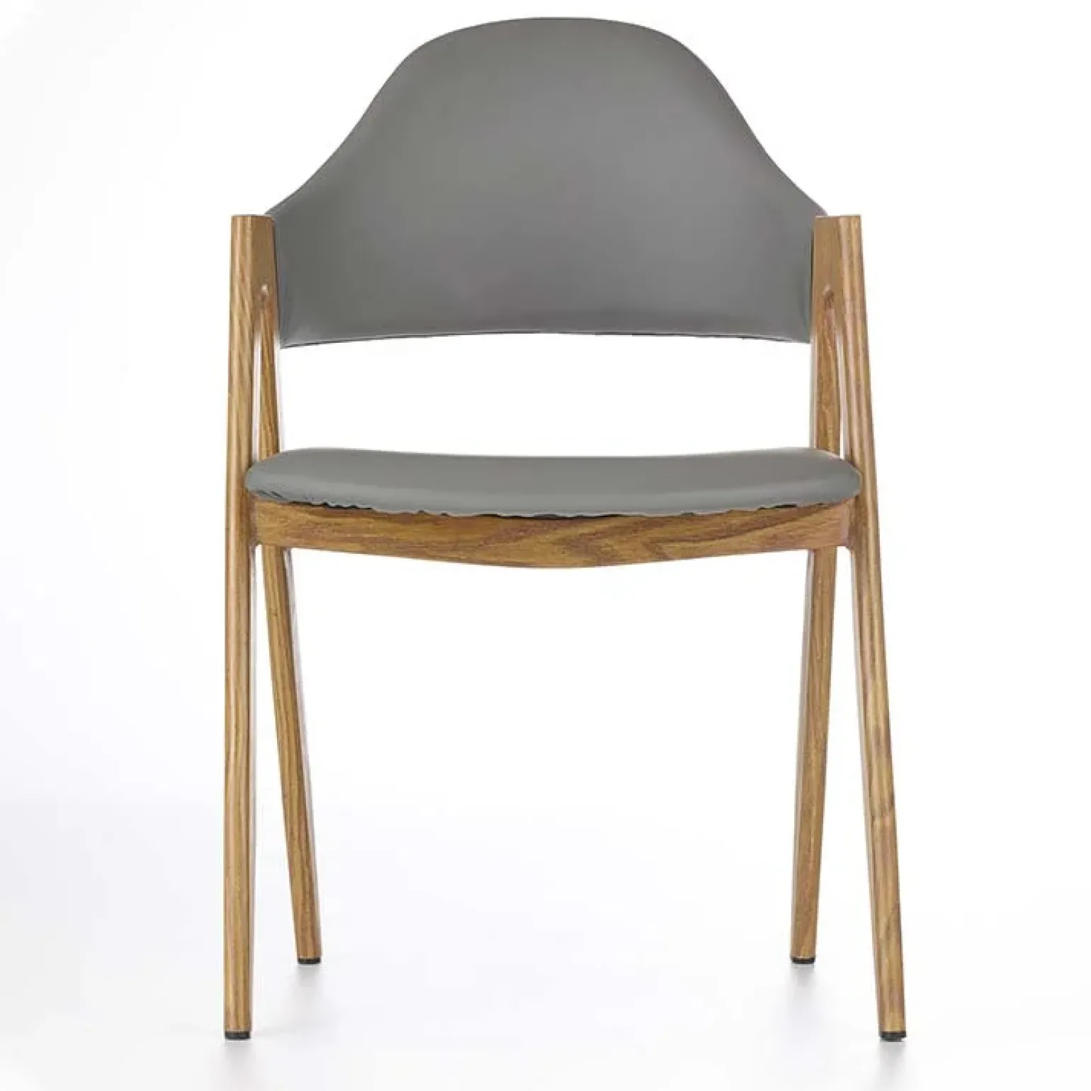 Set 2 sedie moderne in ecopelle grigio con gambe in rovere Elvis