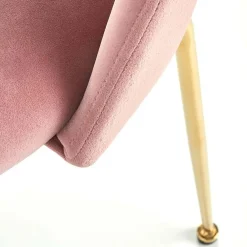 Set 4 sedie moderne in velluto rosa con gambe acciaio oro Jamila