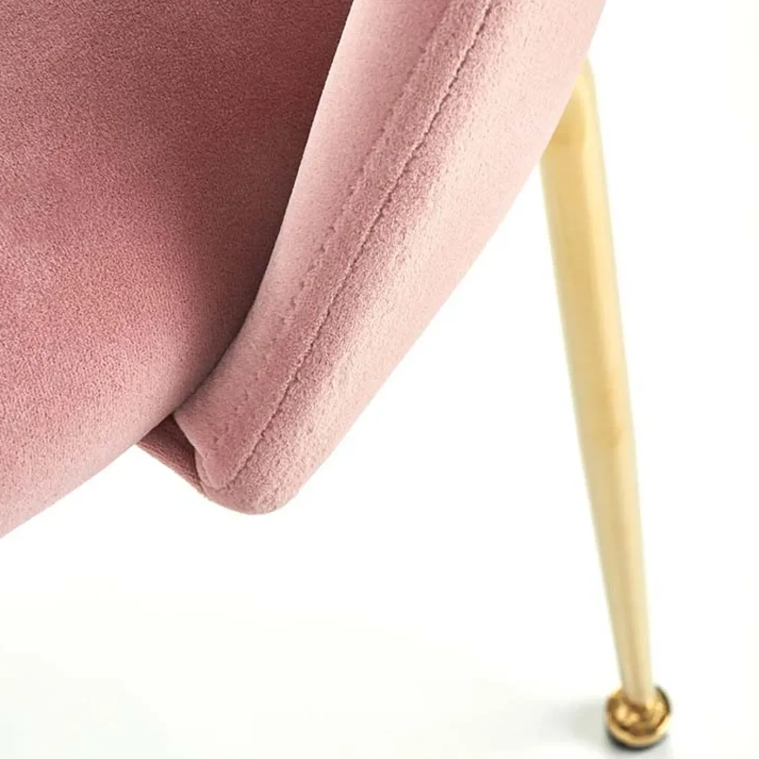 Set 4 sedie moderne in velluto rosa con gambe acciaio oro Jamila