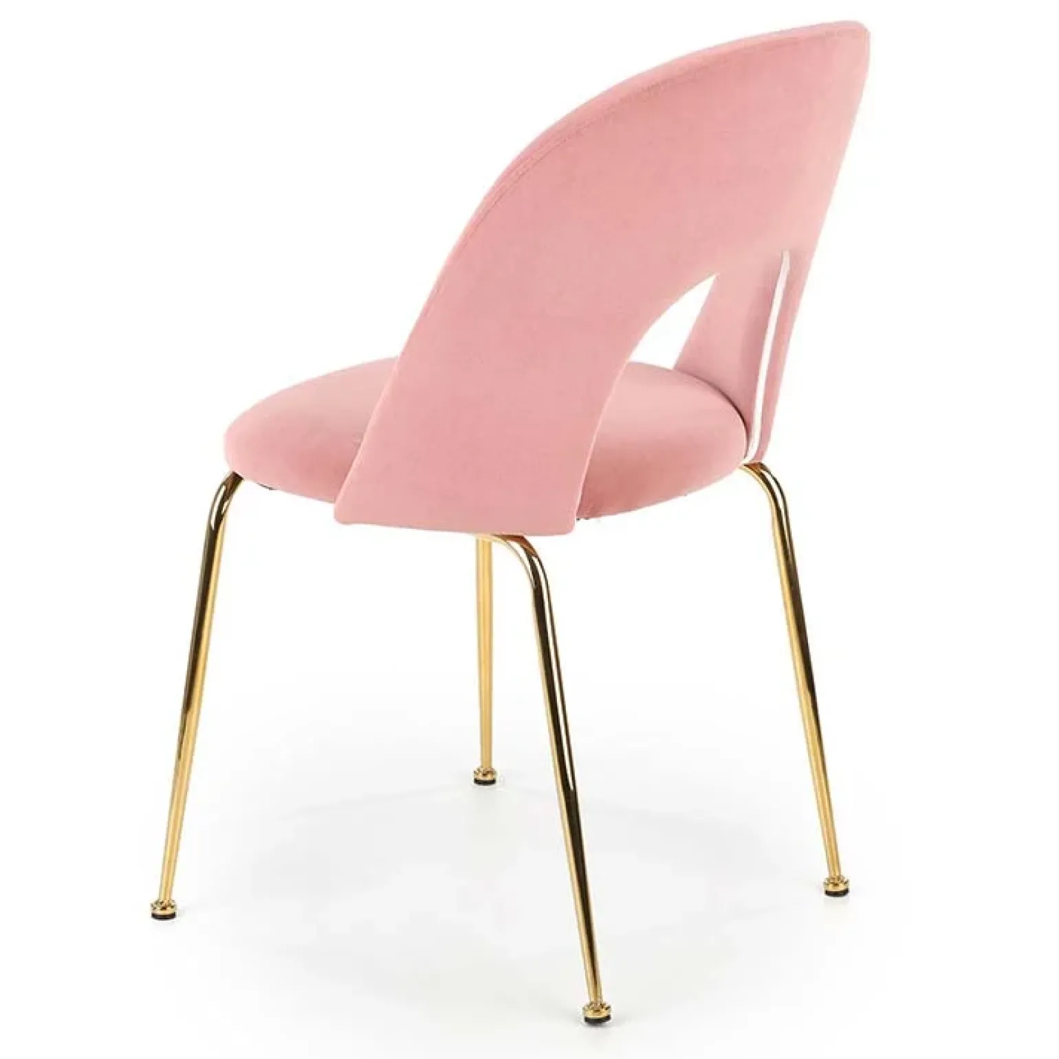 Set 4 sedie moderne in velluto rosa con gambe acciaio oro Jamila