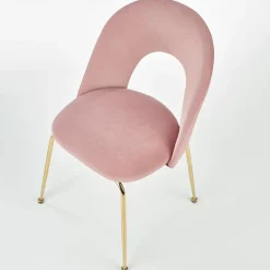 Set 4 sedie moderne in velluto rosa con gambe acciaio oro Jamila