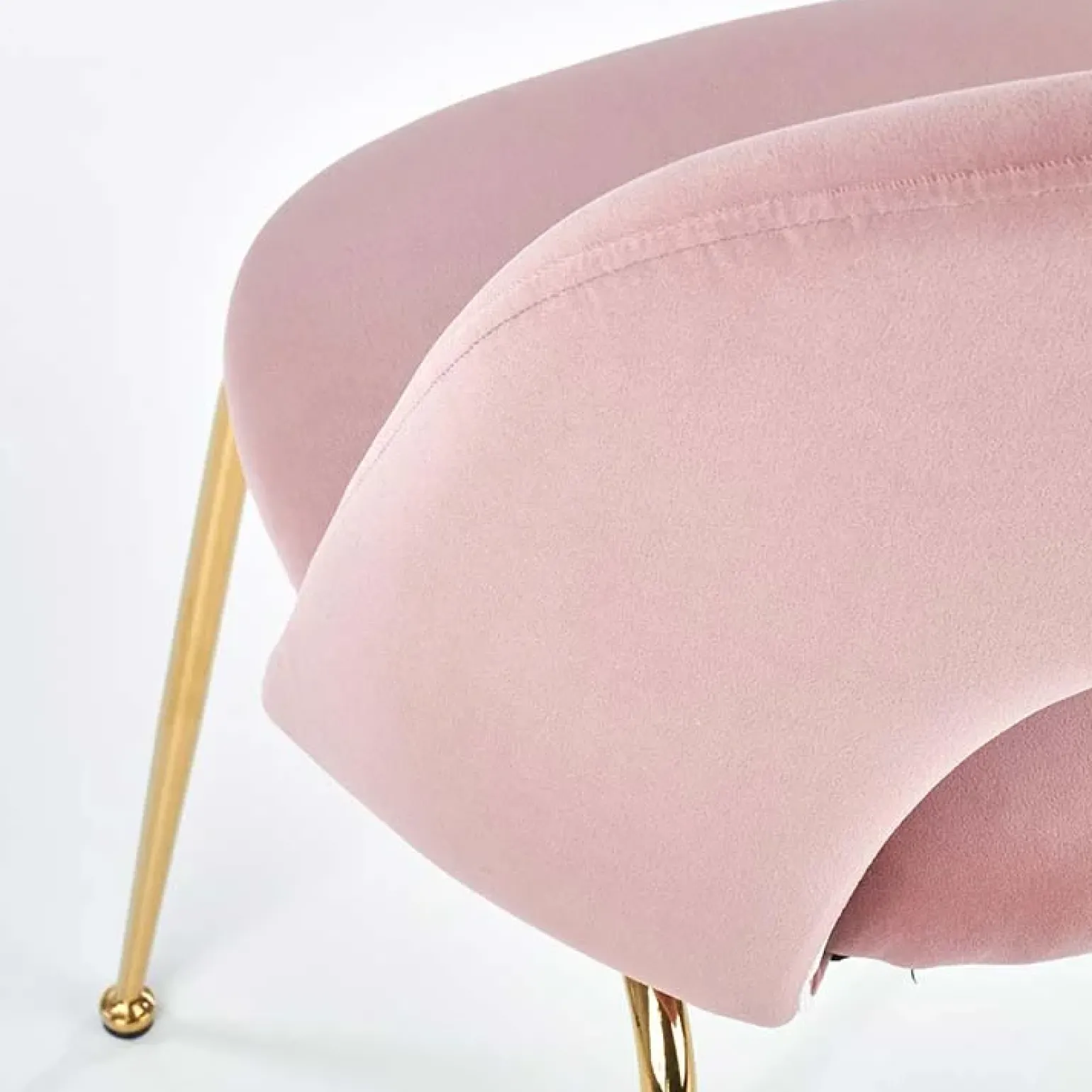 Set 4 sedie moderne in velluto rosa con gambe acciaio oro Jamila