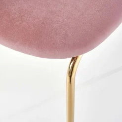 Set 4 sedie moderne in velluto rosa con gambe acciaio oro Jamila