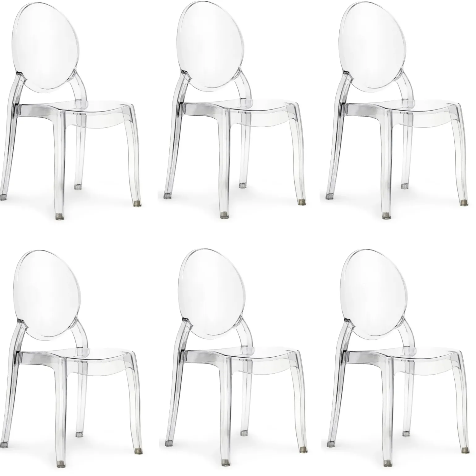 Set 6 sedie policarbonato trasparente impilabili Elisabeth Gihome®
