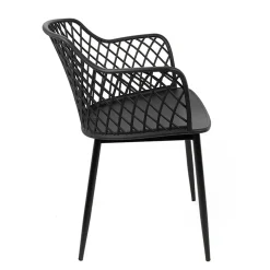Set 2 sedie polipropilene design con braccioli nero opaco Messina