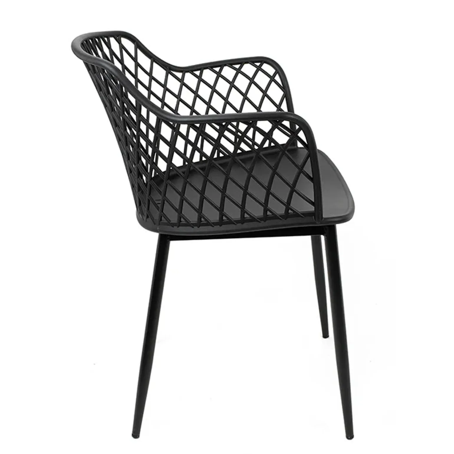 Set 2 sedie polipropilene design con braccioli nero opaco Messina
