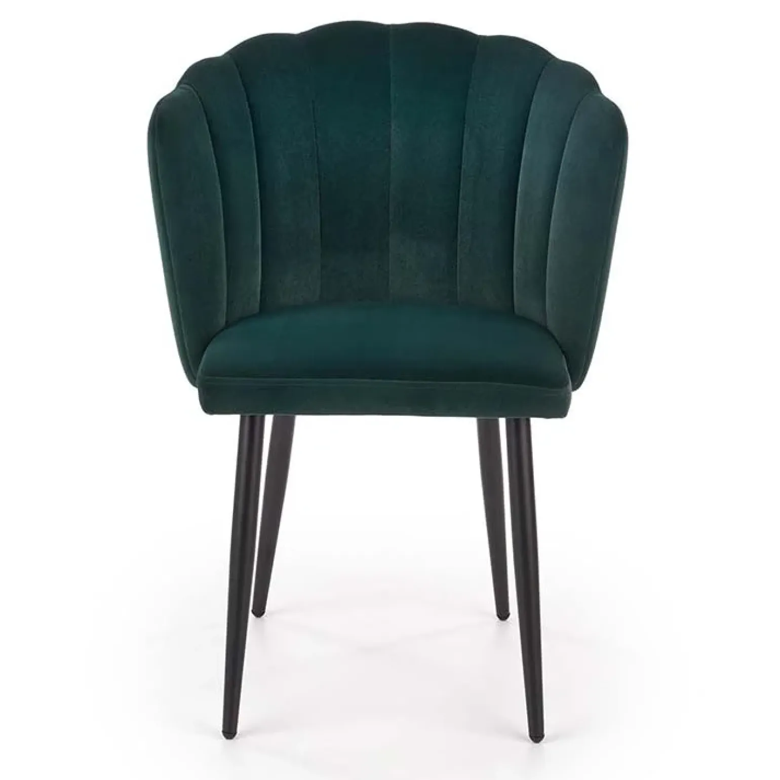 Set 2 sedie soggiorno imbottite in velluto verde con gambe in nero Cinzia