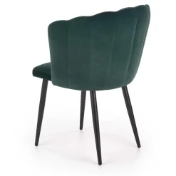 Set 2 sedie soggiorno imbottite in velluto verde con gambe in nero Cinzia