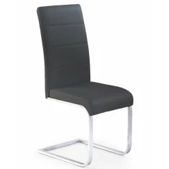 Set 4 sedie soggiorno in ecopelle nero con gambe in metallo Pamela