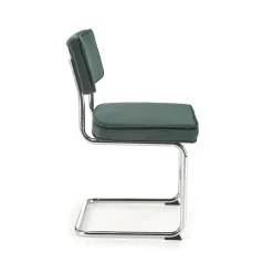 Set 4 sedie soggiorno moderne in velluto verde scuro acciaio Vader