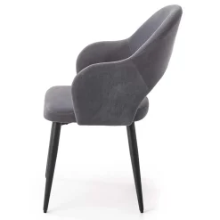 Set 2 sedie soggiorno moderne imbottite in velluto grigio Alma