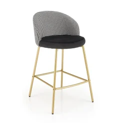 Set 2 sgabelli alti moderni in velluto nero bianco oro Tauret
