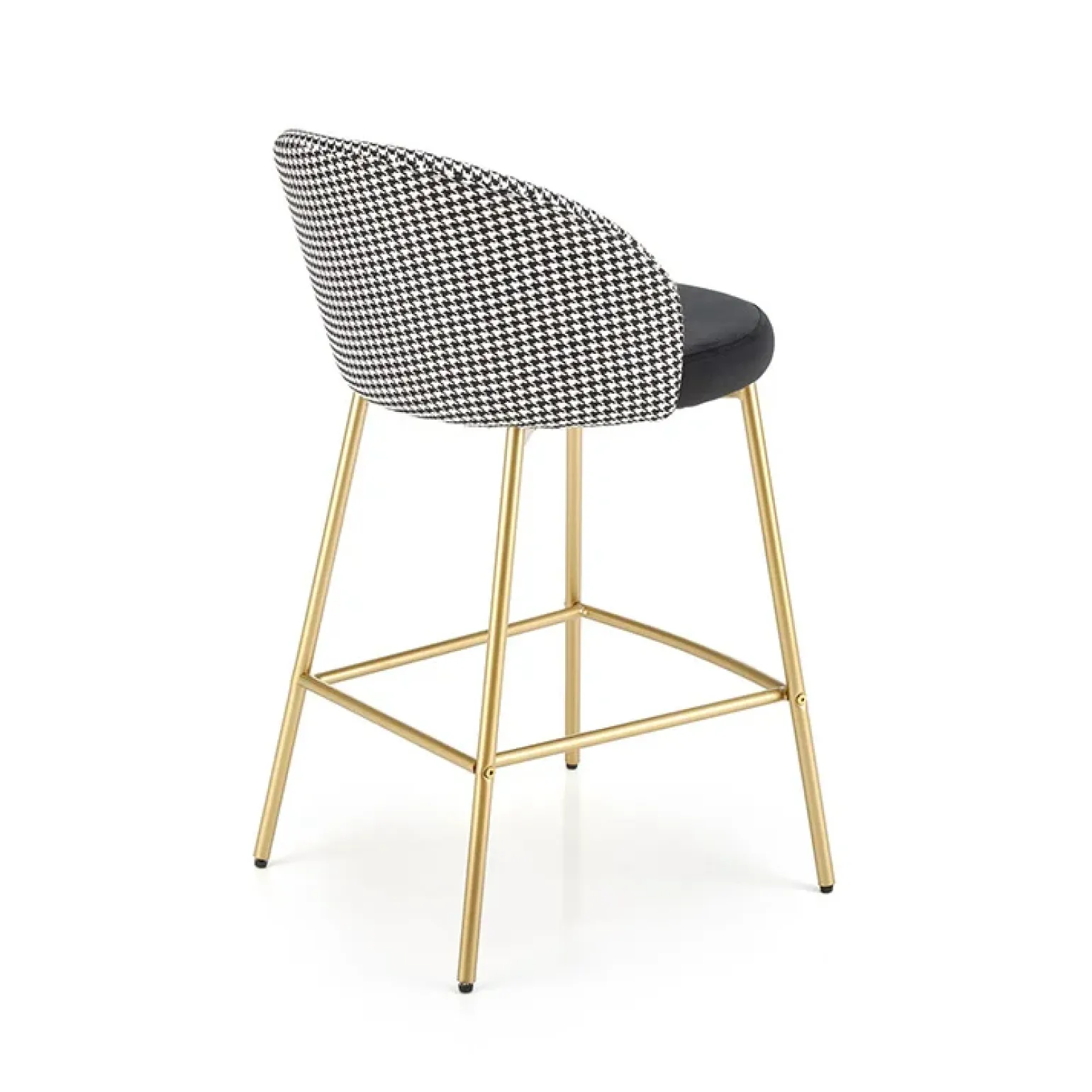 Set 2 sgabelli alti moderni in velluto nero bianco oro Tauret