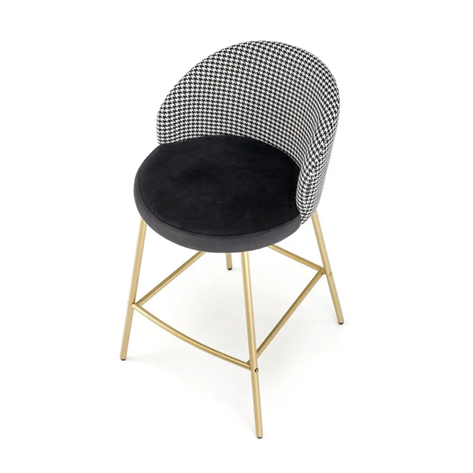 Set 2 sgabelli alti moderni in velluto nero bianco oro Tauret