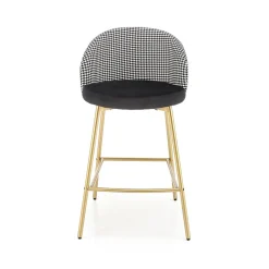 Set 2 sgabelli alti moderni in velluto nero bianco oro Tauret