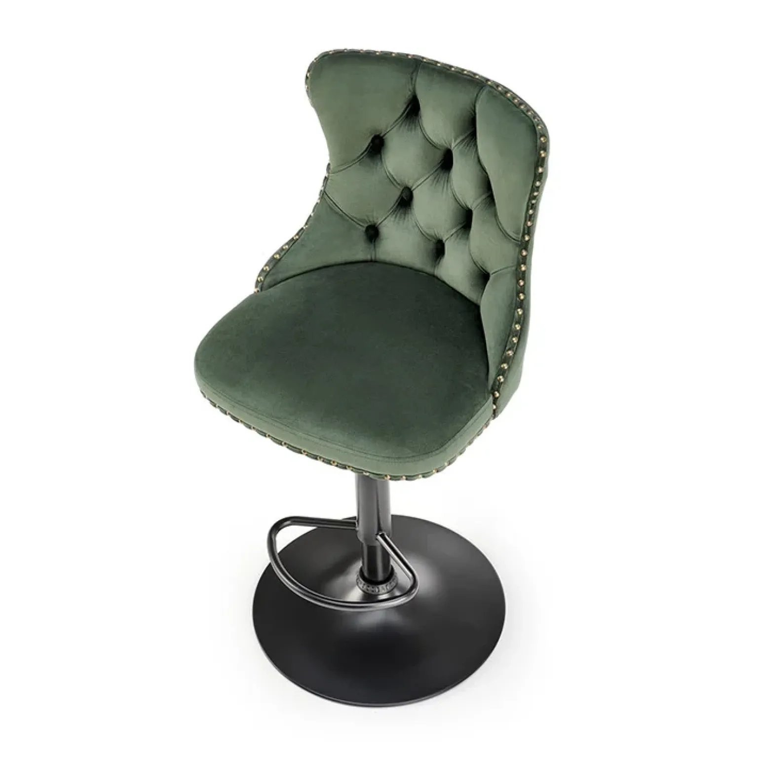 Set 2 sgabelli alti regolabili in velluto verde scuro Himeko