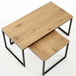 Set 2 tavolini da salotto stile industrial rovere miele acciaio nero Pai