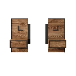 Set comodini 49x102h cm con led quercia nero Smooty