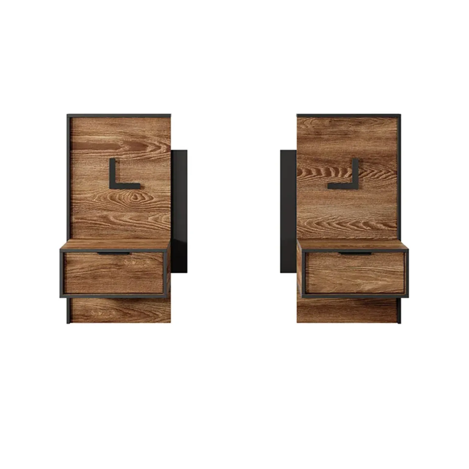 Set comodini 49x102h cm con led quercia nero Smooty