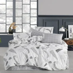 Set copripiumino matrimoniale oversize e federe 240x260cm bianco grigio Ingrid