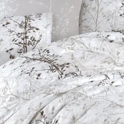 Set copripiumino matrimoniale e federe 220x240cm bianco grigio Esedra