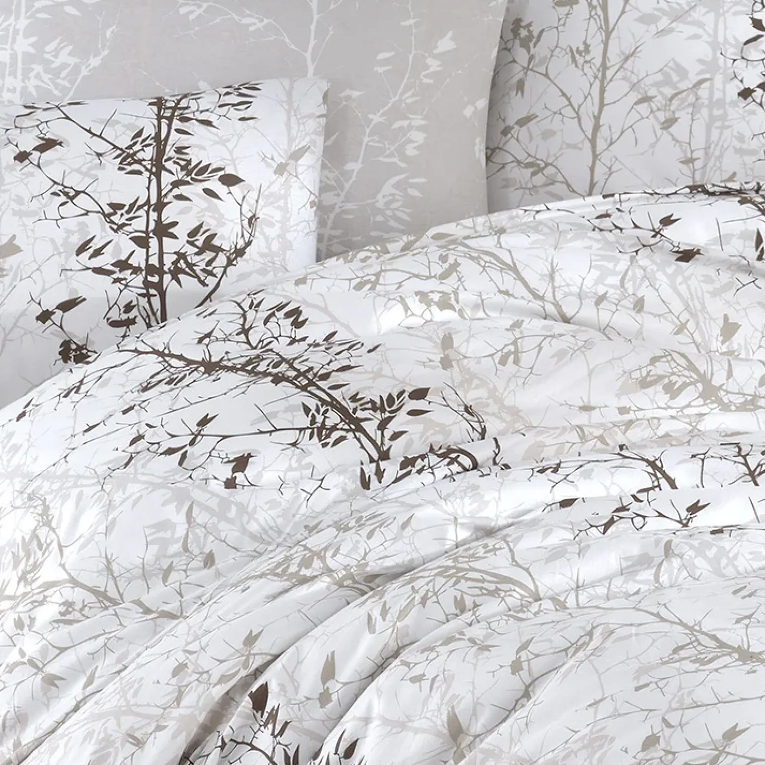 Set copripiumino matrimoniale e federe 220x240cm bianco grigio Esedra