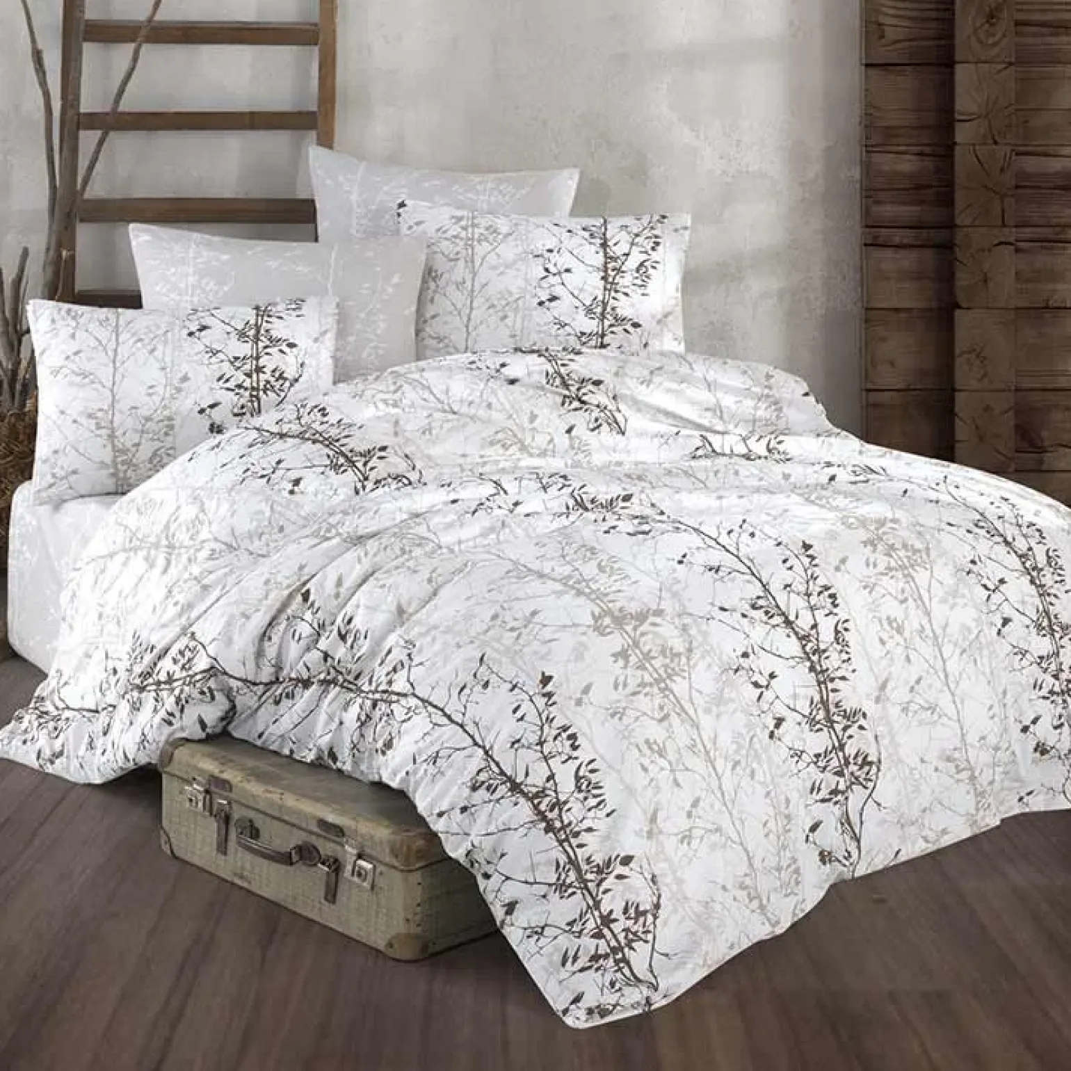 Set copripiumino matrimoniale oversize e federe 240x260cm bianco grigio Esedra
