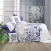 Set copripiumino matrimoniale oversize e federe 240x260cm floreale bianco blu Gordi