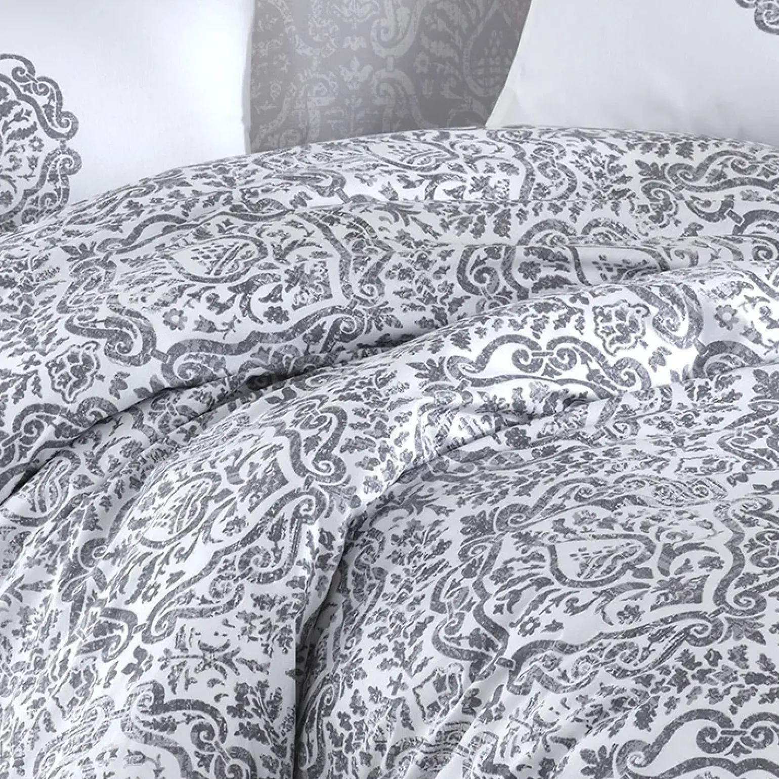 Set copripiumino moderno singolo e federa 140x220cm bianco grigio Meriel