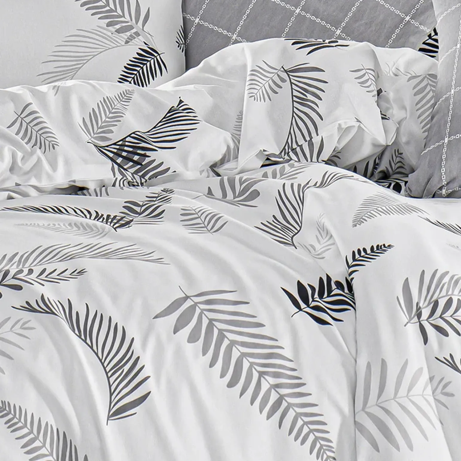 Set copripiumino singolo e federa 140x200cm bianco grigio Ingrid