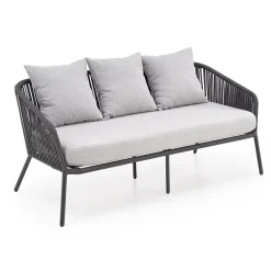 Set da giardino divano, poltrona, tavolino in vetro grigio Dalian