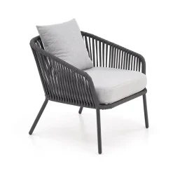 Set da giardino divano, poltrona, tavolino in vetro grigio Dalian