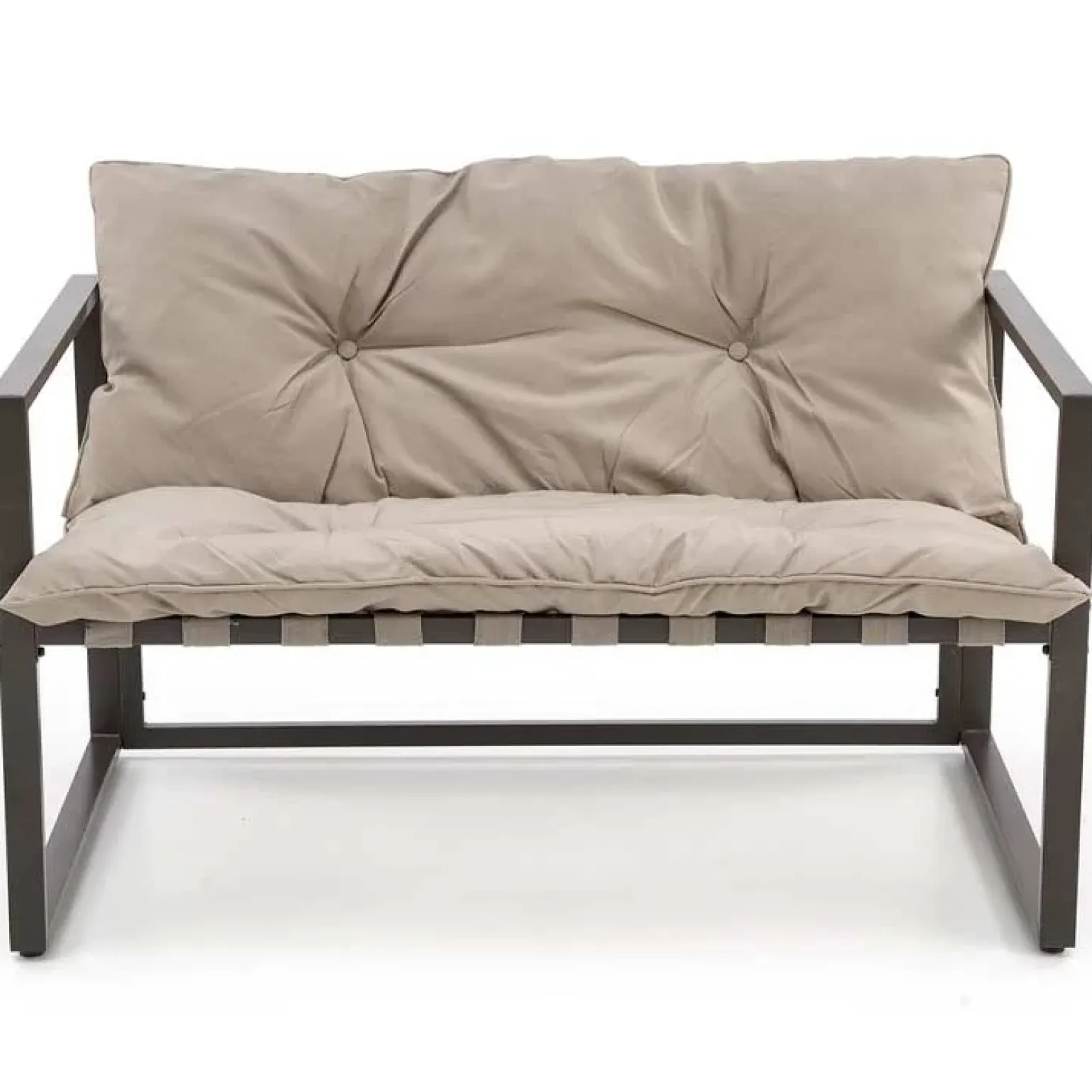 Set da giardino divano, poltrona, tavolino in vetro nero marrone Surat