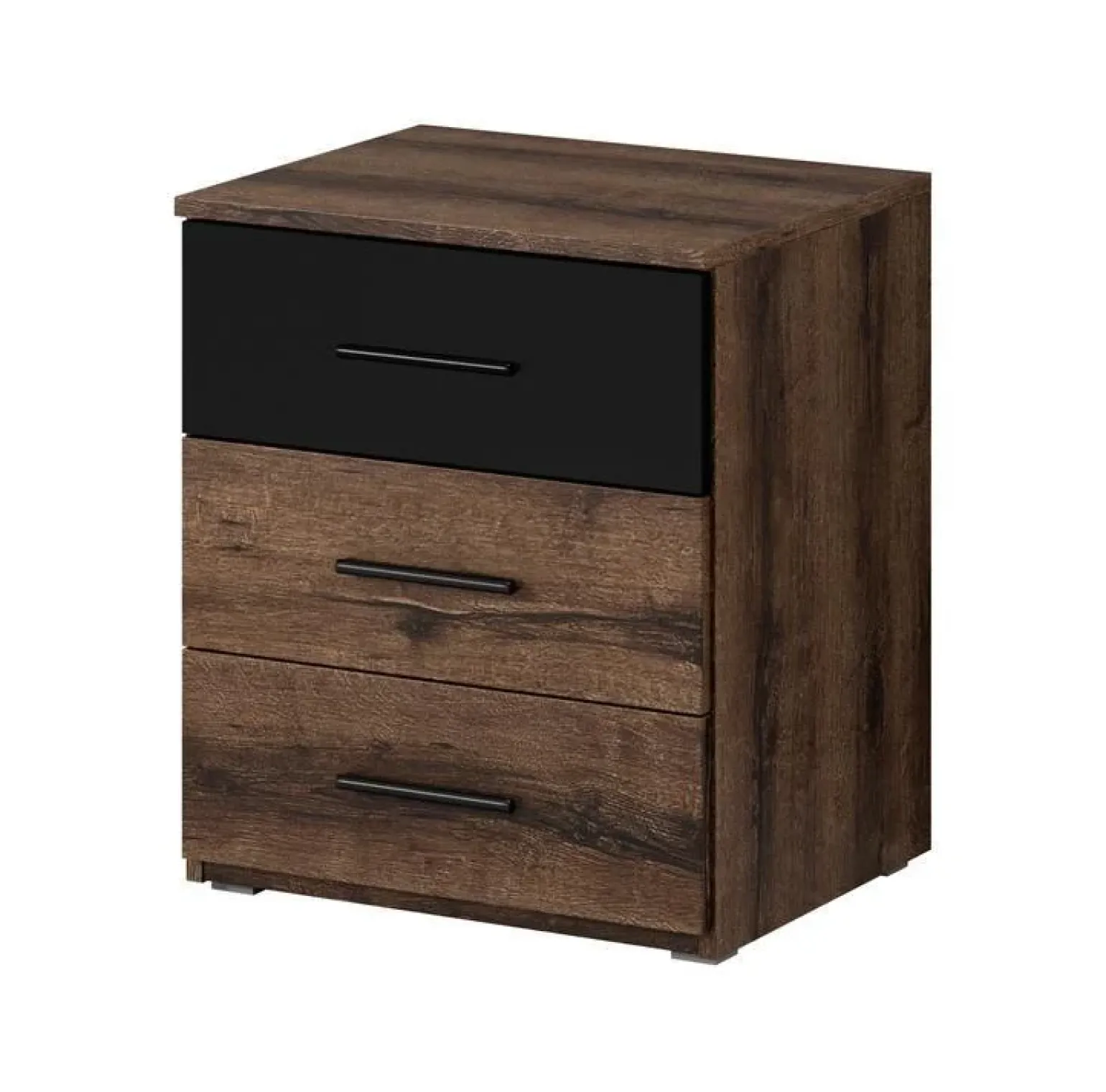 Set due comodini 46x56h cm moderni rovere scuro e nero Lisbona Gihome®