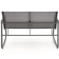 Set giardino relax 75x45cm 2 sedie divano e tavolino acciaio grigio Eden